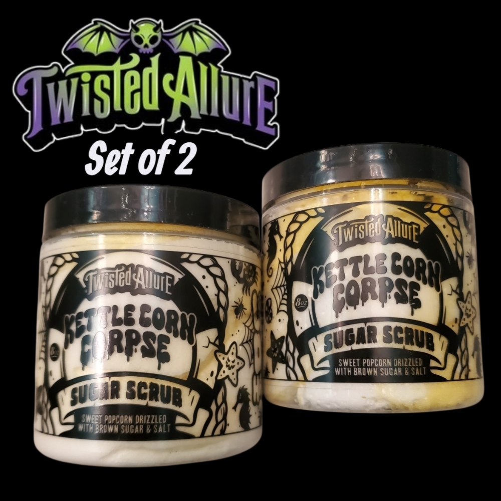 Twisted Allure Kettle Corn Corpse Sugar Scrub Set - Sweet Popcorn, Brown Sugar